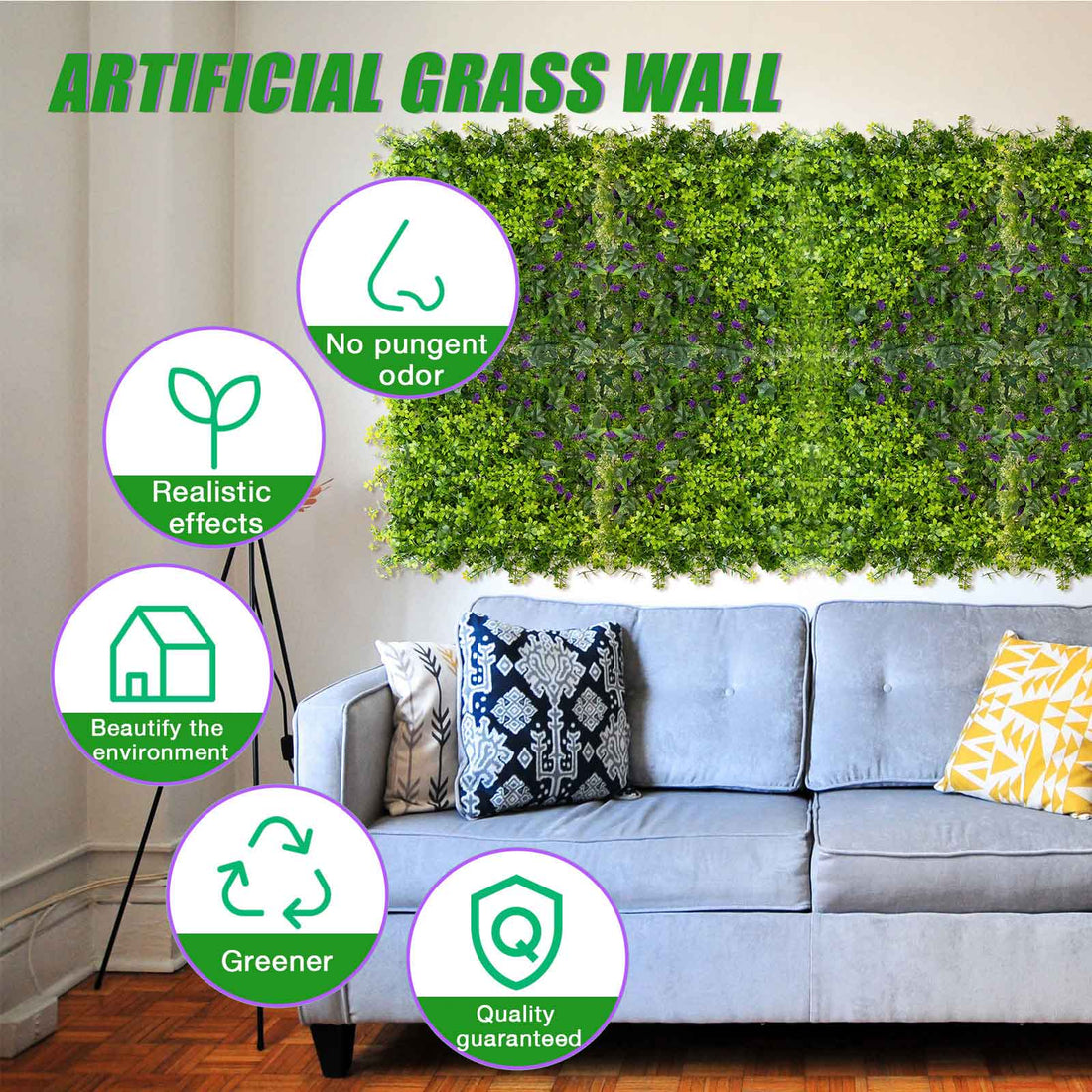 20*20 inch/50*50 cm - Realistic Artificial Green Walls - UV Resistant