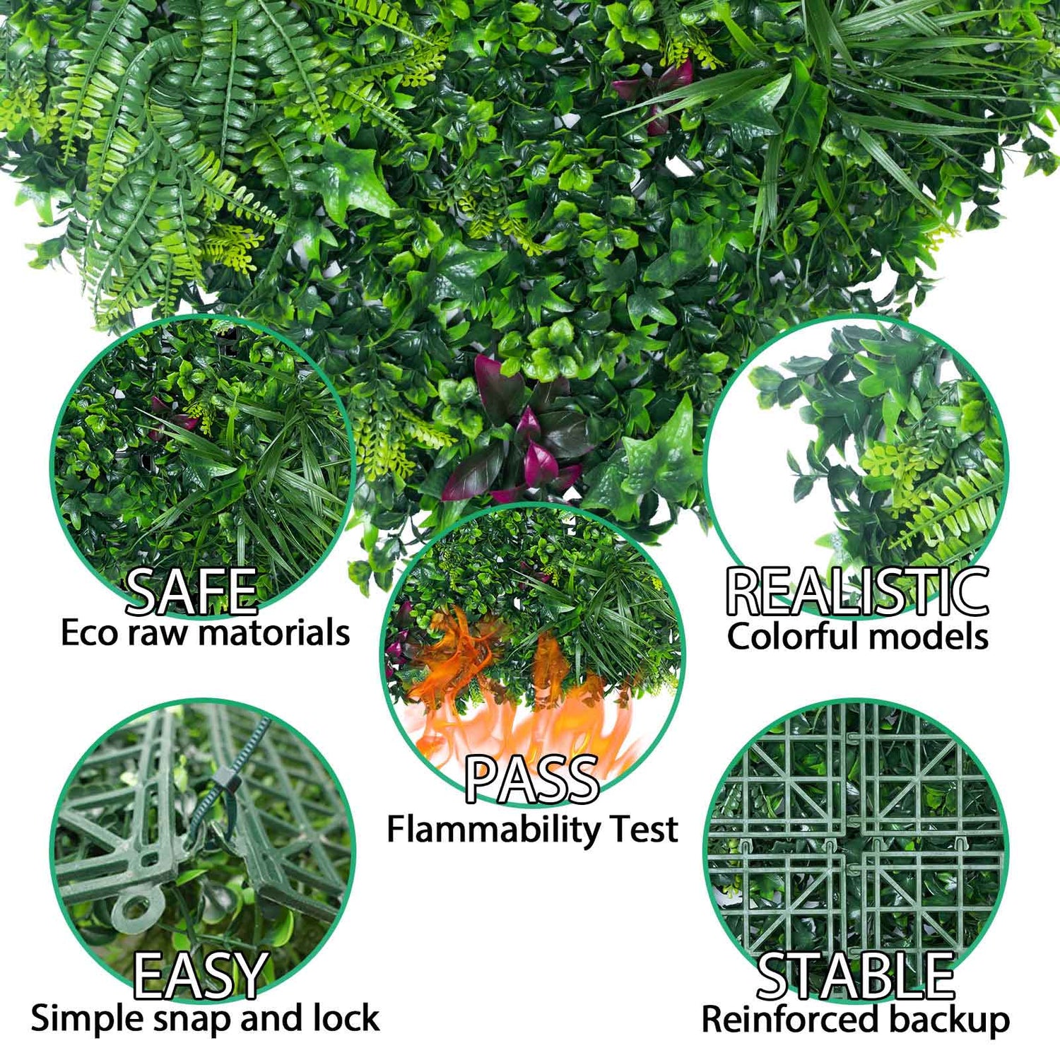 20*20 inch/50*50 cm - Fake Plant Wall - UV Resistant