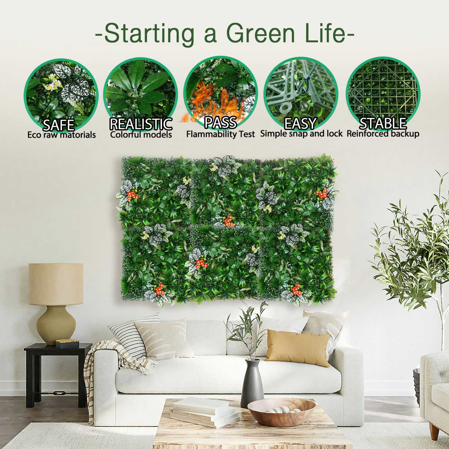 20*20 inch/50*50 cm - Artificial Greenery - UV Resistant