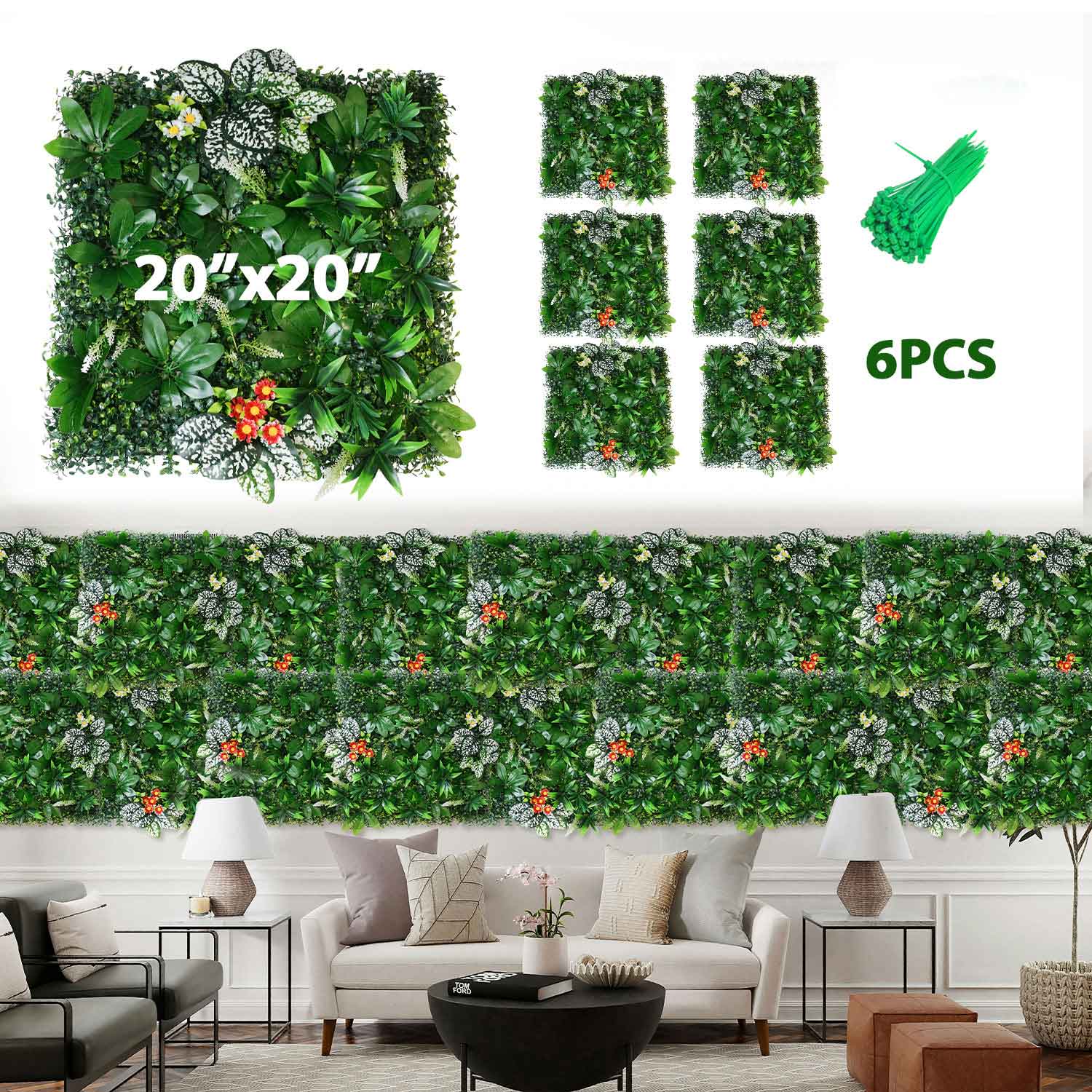 20*20 inch/50*50 cm - Artificial Greenery - UV Resistant