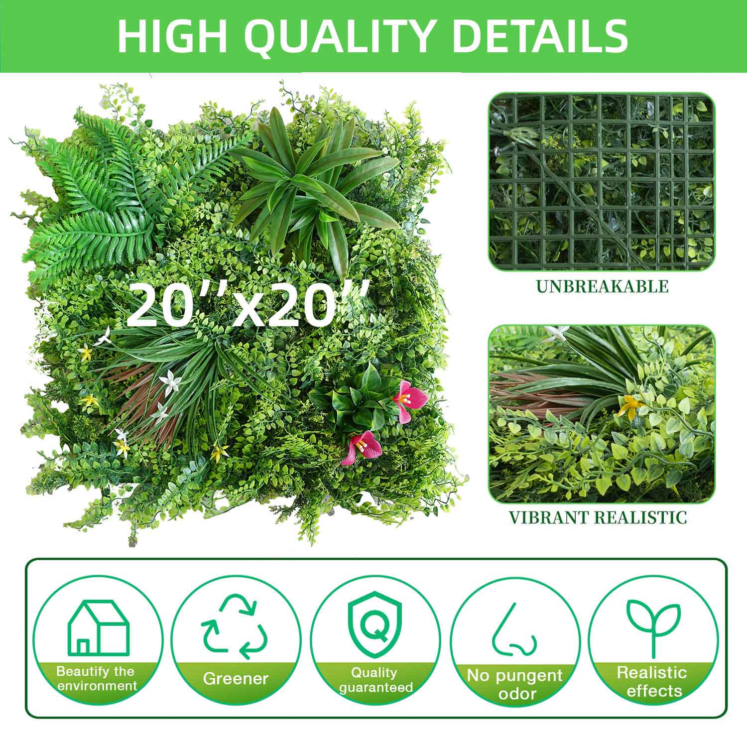 20*20 inch/50*50 cm - Artificial Green Walls - UV Resistant