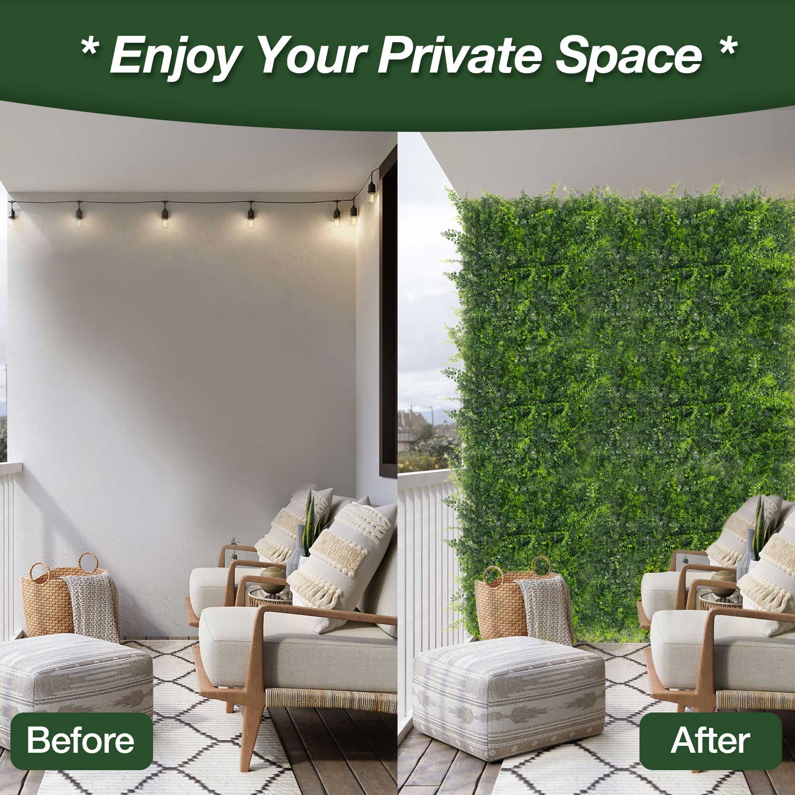 20*20 inch/50*50 cm - Artificial Greenery Wall - UV Resistant