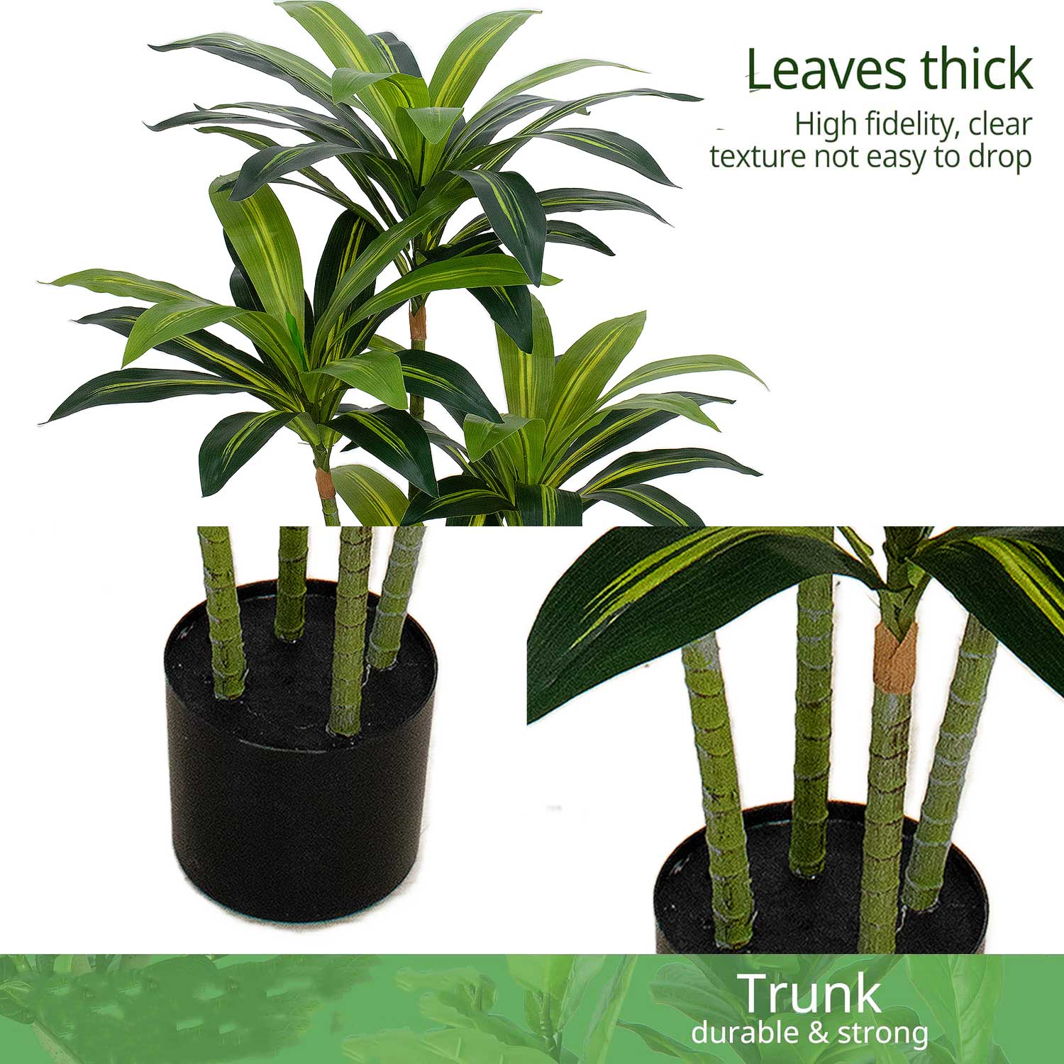 Artificial Dracaena Tree - Realistic Faux Plant| Multiple Sizes Available