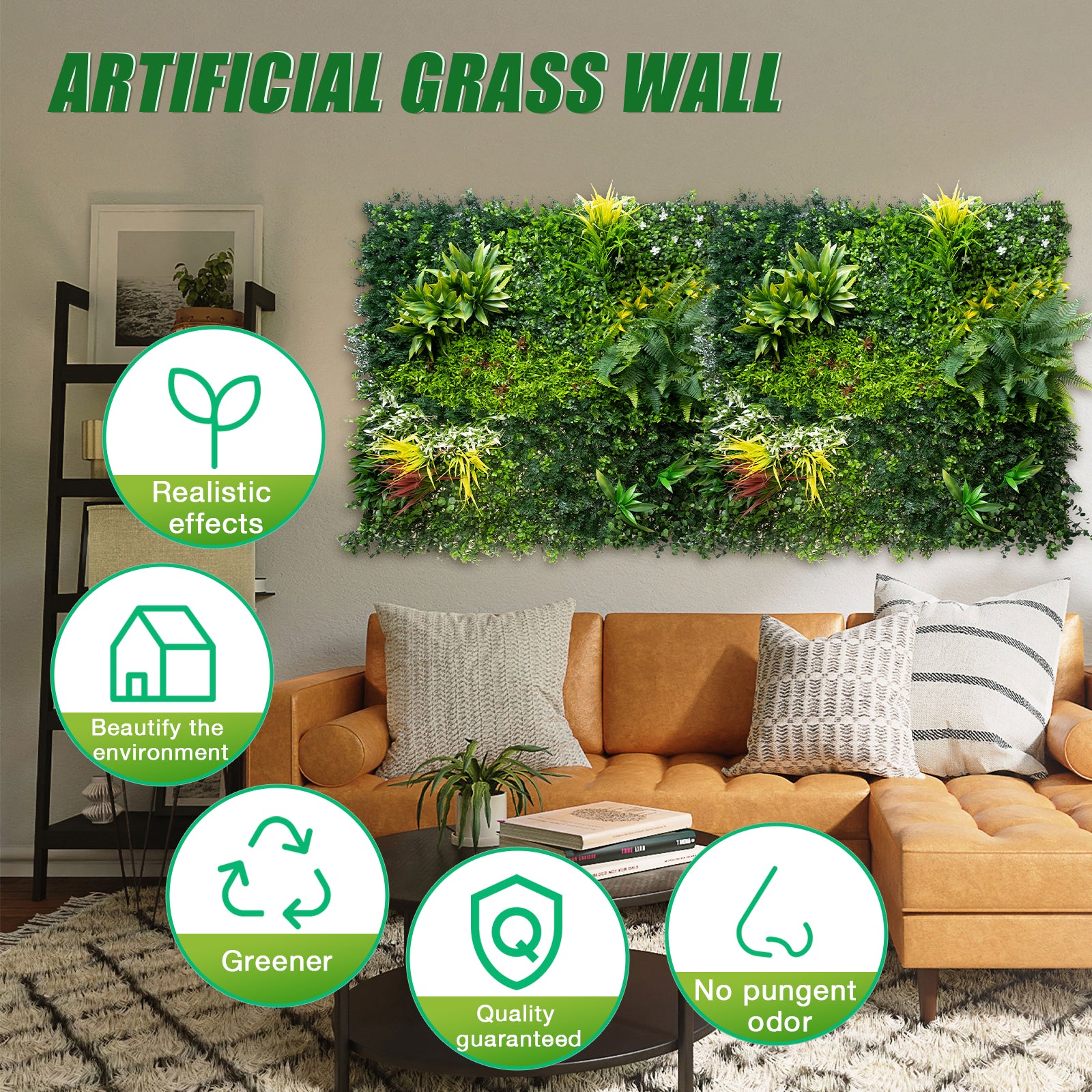 40*40 inch/100*100 cm - Grand Artificial Mixed Greenery Panel - UV Resistant