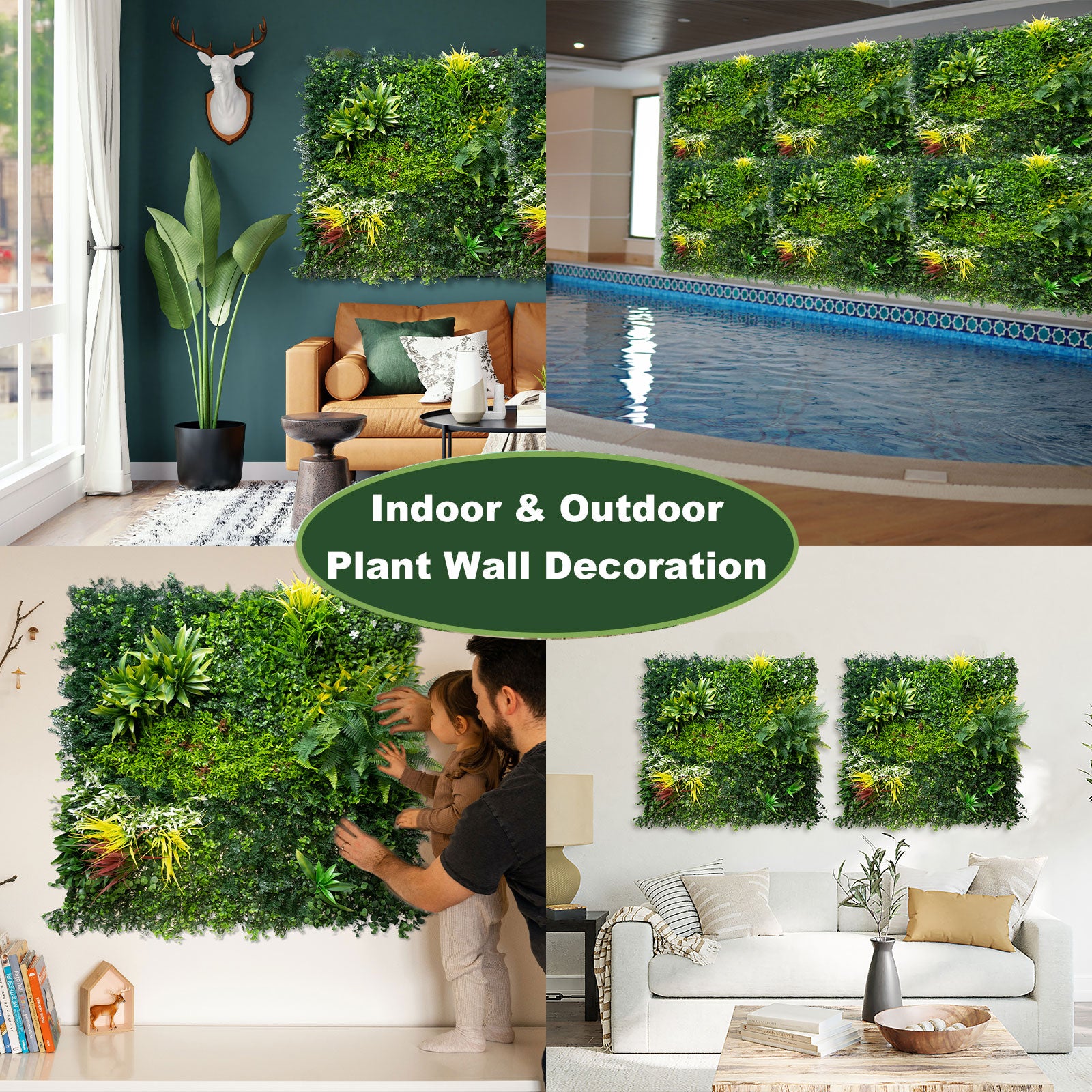 40*40 inch/100*100 cm - Grand Artificial Mixed Greenery Panel - UV Resistant