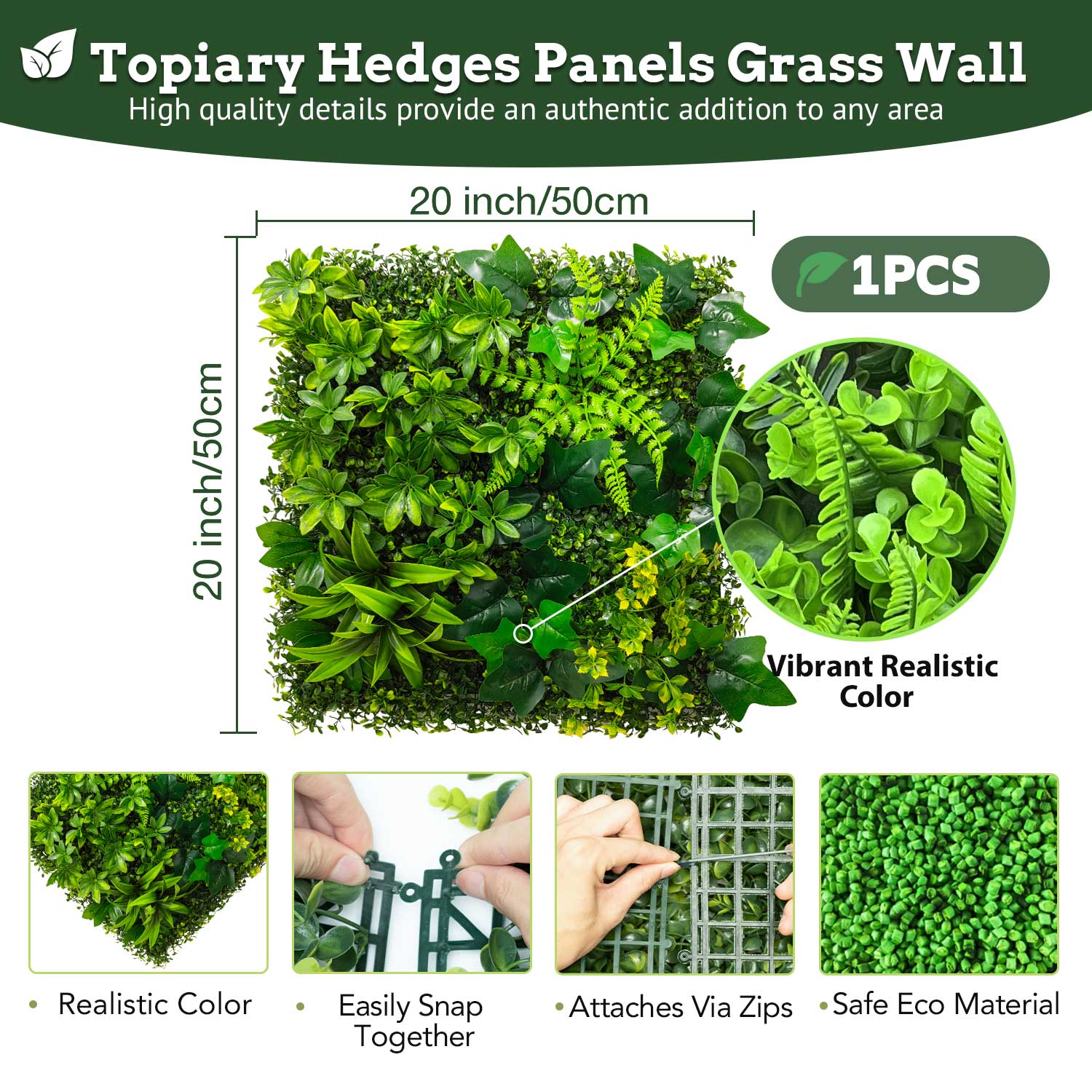 20*20 inch/50*50 cm - Lifelike Artificial Plant Walls - UV Resistant