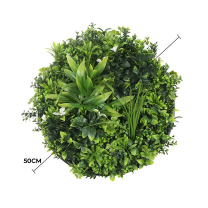 Artificial Green Wall Disc with Black Round Frame—3D Lifelike Greenery (50 cm Diameter, Customizable to 100 cm)