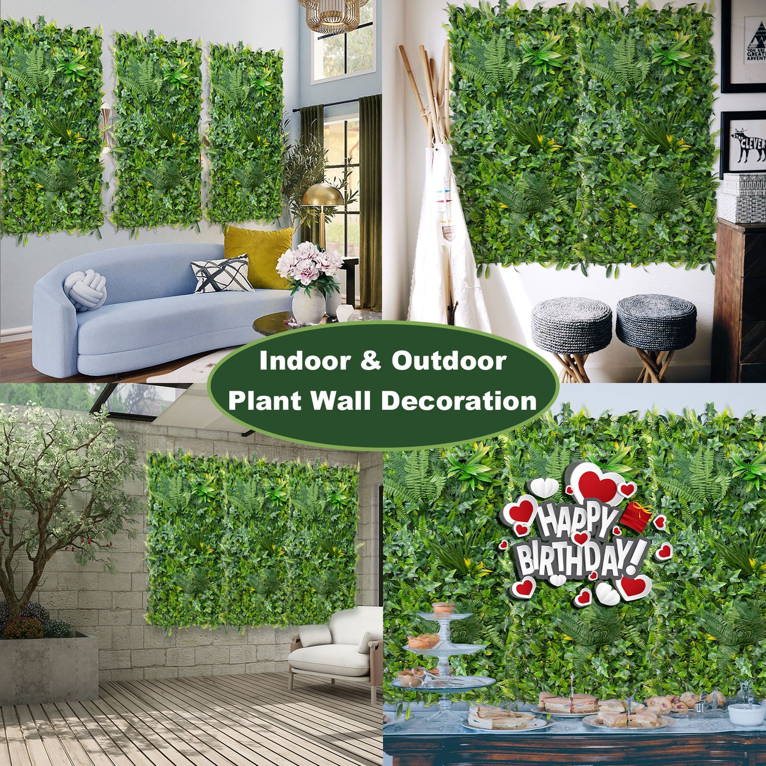 20*40 inch/50*100 cm - Tall Artificial Fern and Ivy Panel - UV Resistant