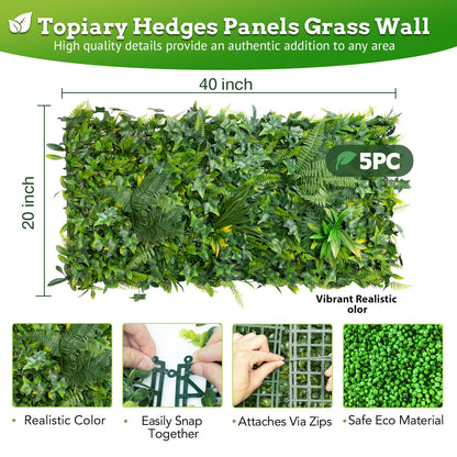 20*40 inch/50*100 cm - Tall Artificial Fern and Ivy Panel - UV Resistant