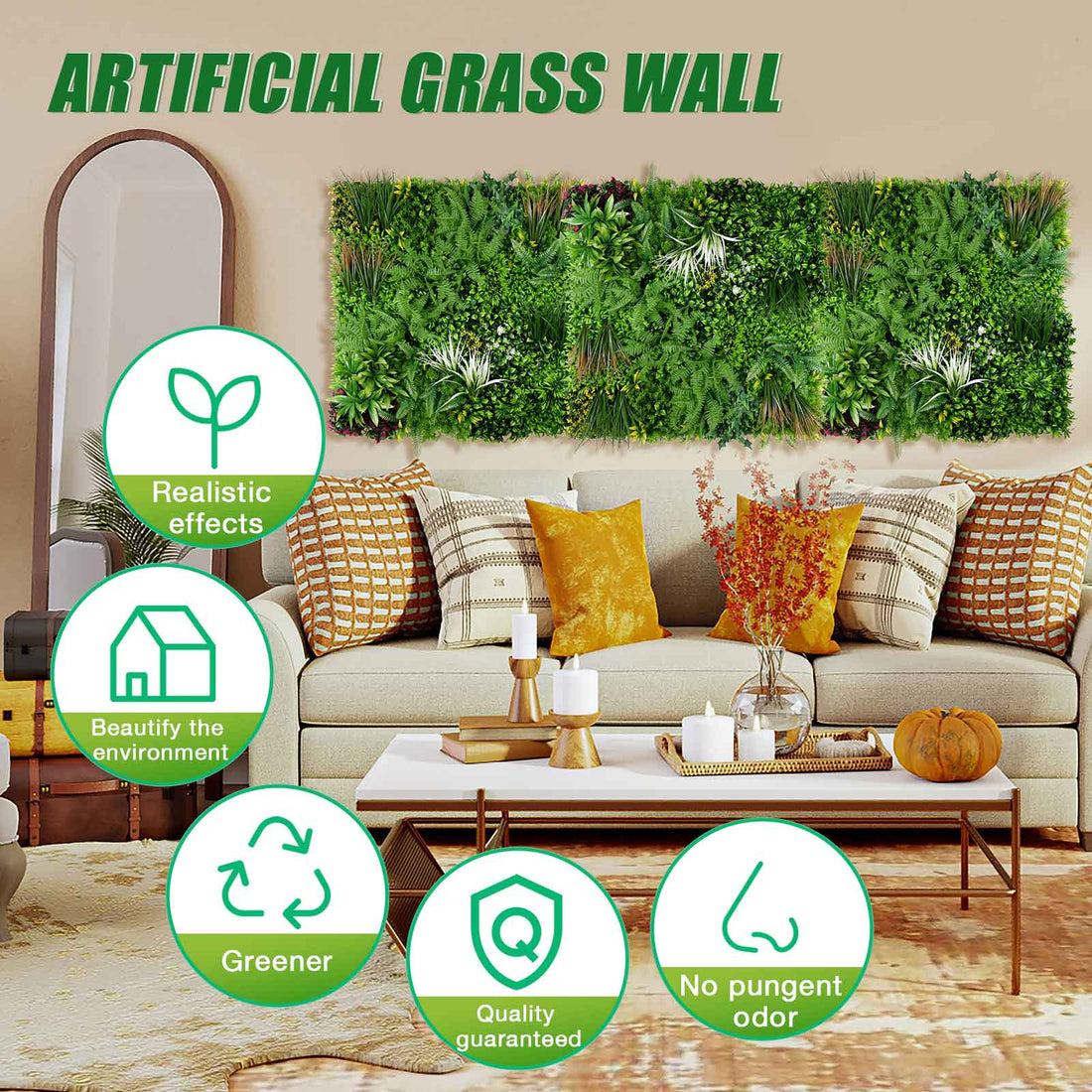 40*40 inch/100*100 cm - High-Quality Artificial Greenery - UV Resistant